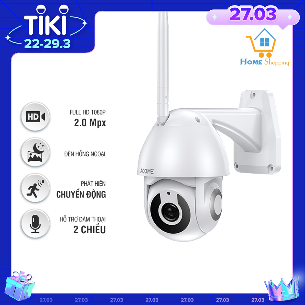 Camera Wifi Ngoài Trời Chống Nước ACOME, Độ Phân Giải 1080P, Dùng APP ACOME IOT - Hàng Chính Hãng