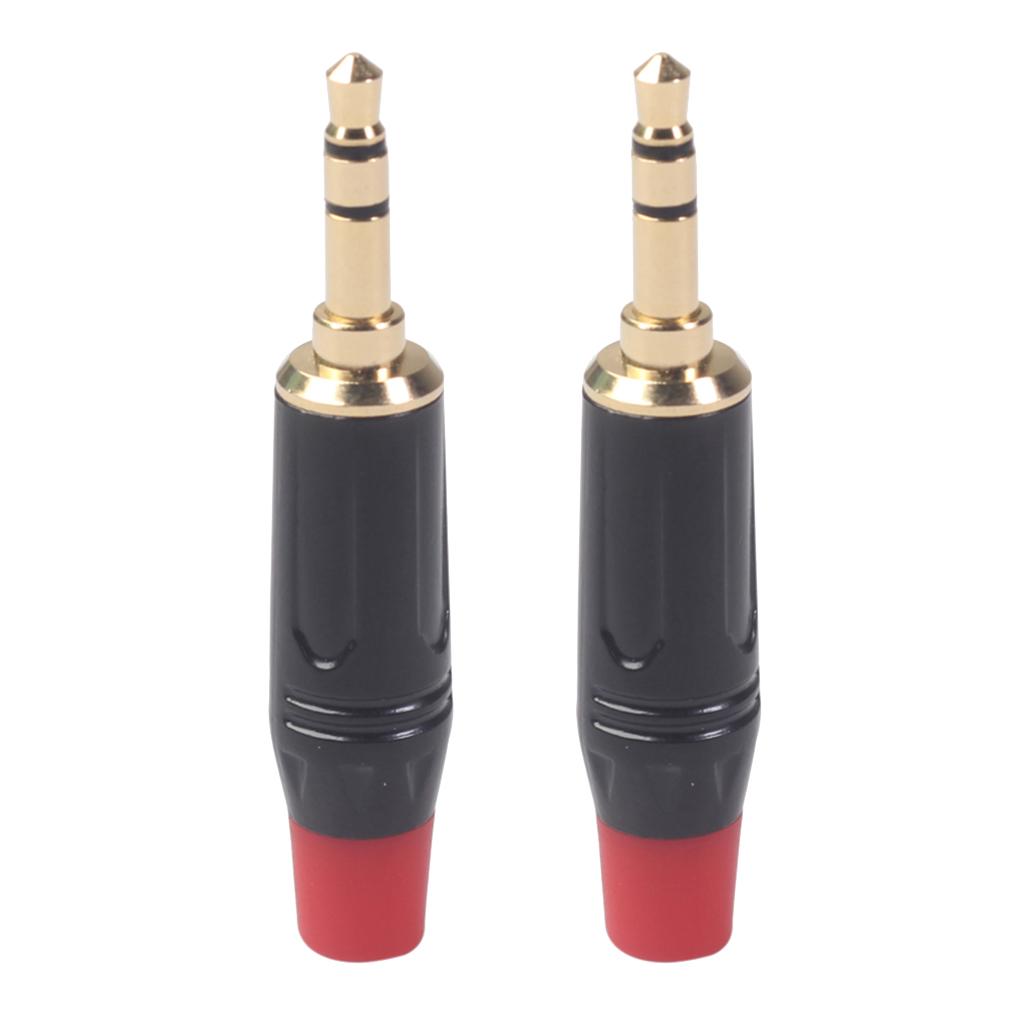 2Pcs Alloy 3.5mm Gold Plated Plug Connector Audio Stereo For Cable DIY Accs