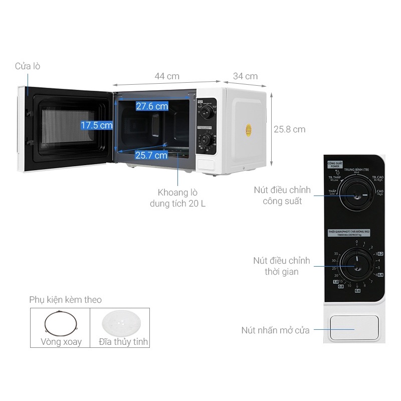 LÒ VI SÓNG TOSHIBA ER-SM20(W1)VN - HÀNG CHÍNH HÃNG