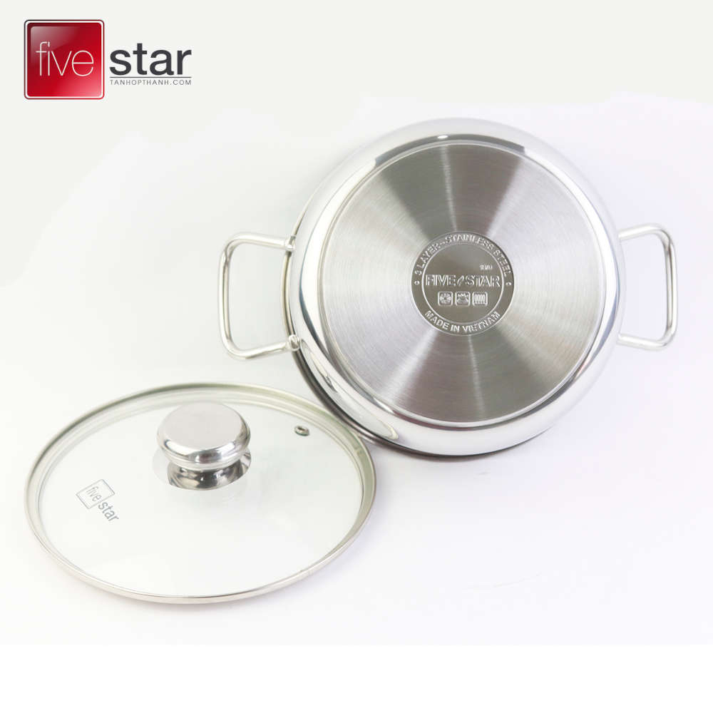 Bộ 3 Nồi Inox 3 Đáy 5 Ngôi Sao Royal Cool vung kính gồm 3 size 16cm, 20cm và 24cm