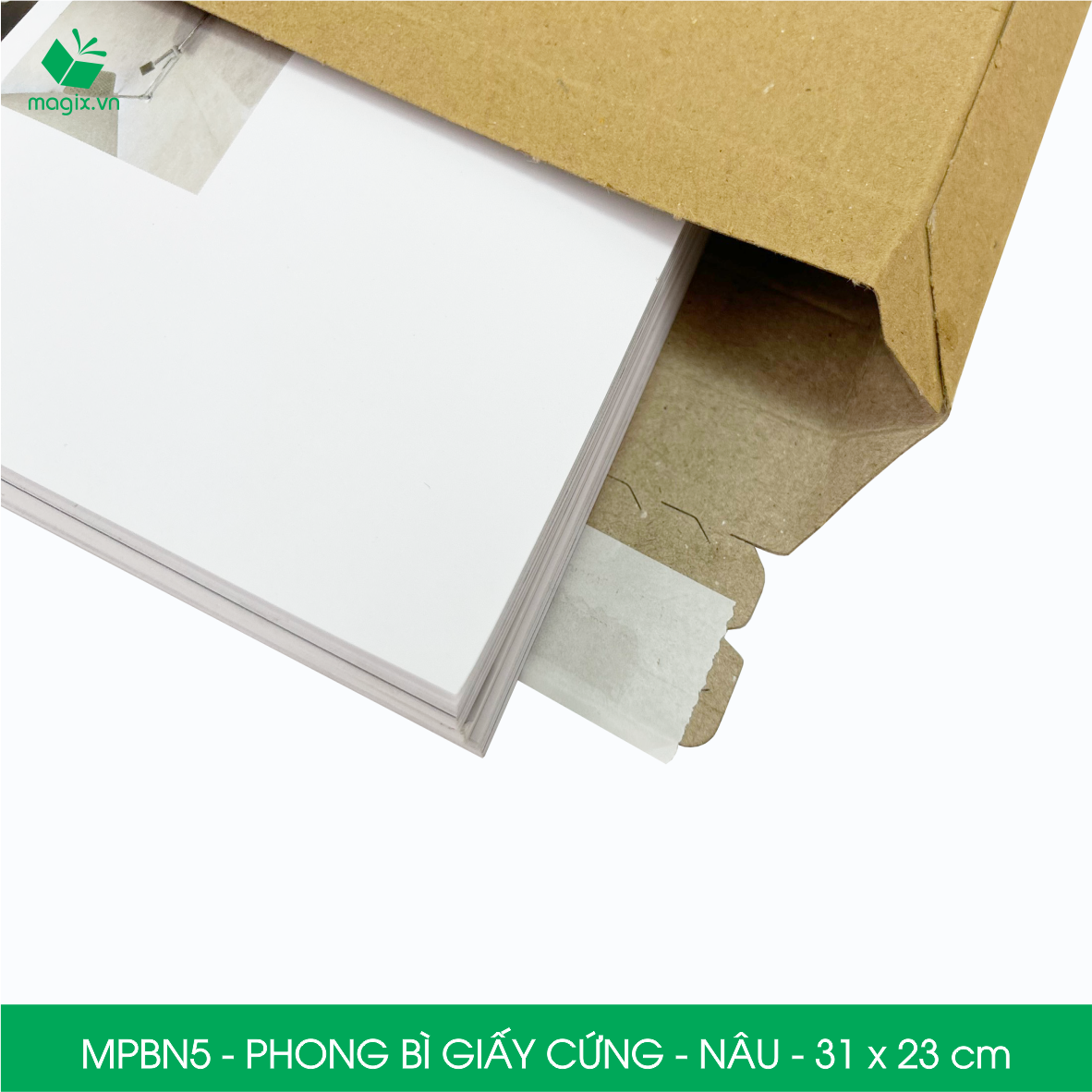 MPBN5 - 31x23 cm - Combo 20 phong bì giấy cứng đóng hàng màu nâu thay thế túi gói hàng