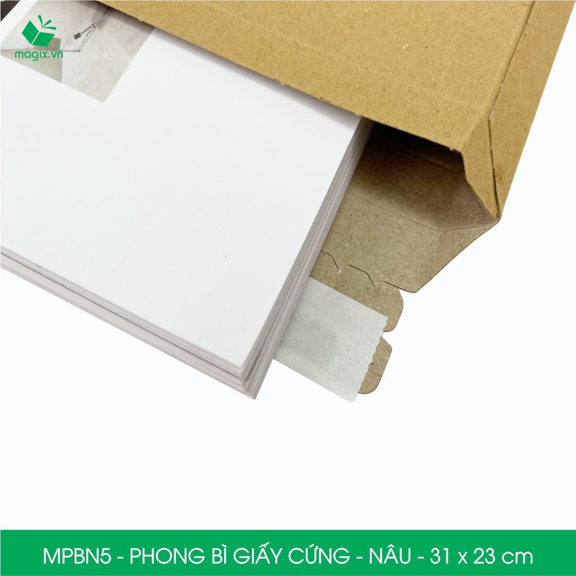 MPBN5 - 31x23 cm - Combo 60 phong bì giấy cứng đóng hàng màu nâu thay thế túi gói hàng