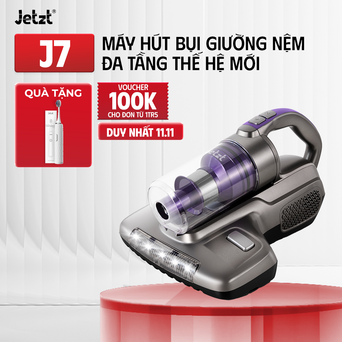 Máy hút bụi giường nệm diệt khuẩn đa tầng thế hệ mới JETZT J7