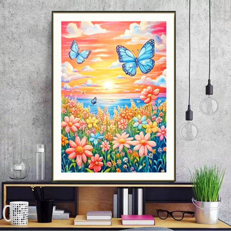 [Thêu 4 sợi] Tranh thêu kín Cúc hoạ mi nở rộ xw3130, kích thước 60 x 75 cm