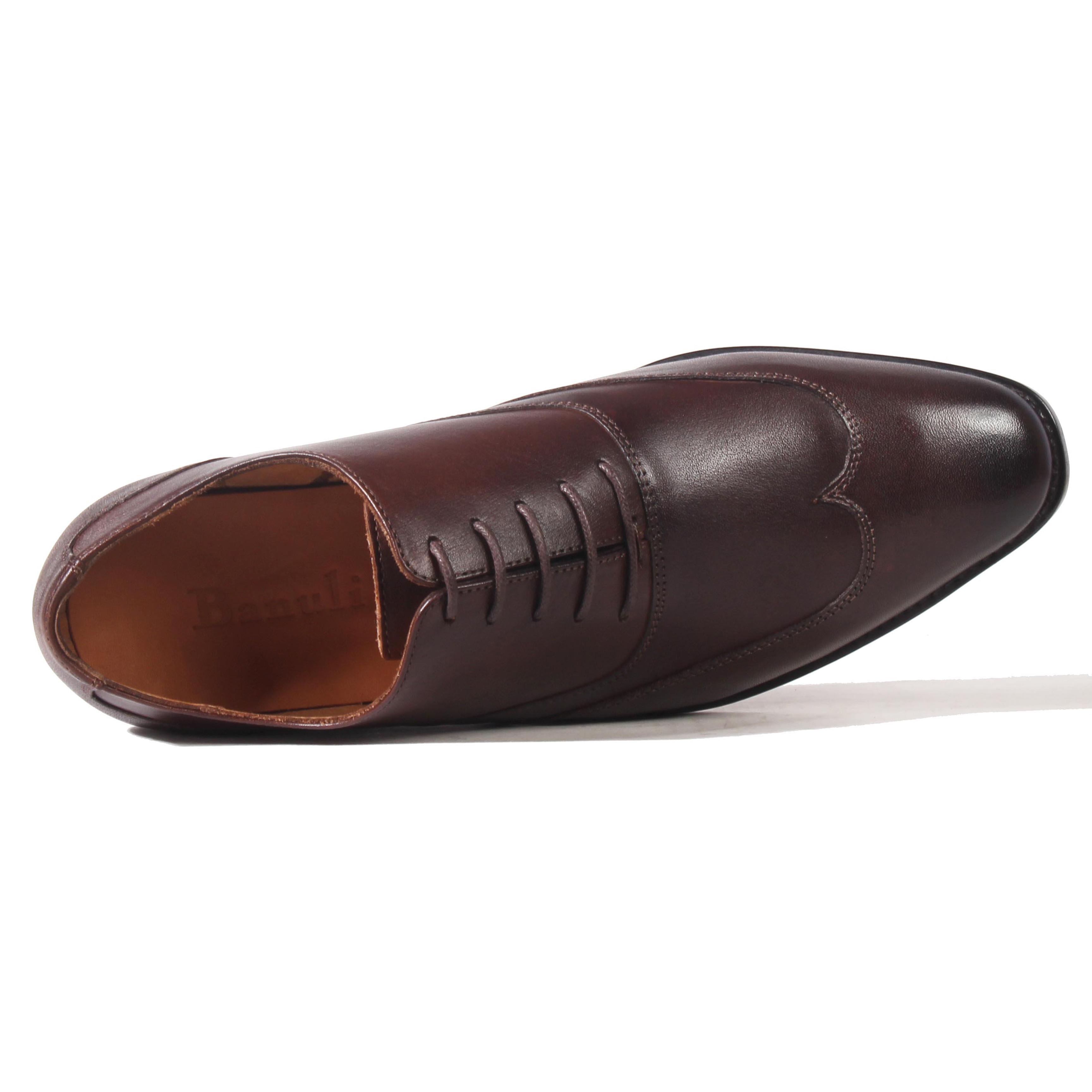 Giày Tây Nam Công Sở Banuli Da Bê Italian Dây Buộc Wingtip Oxford H1WO1 (Da Veg Itali Mềm Dẻo, Đế Siêu nhẹ, Bảo Hành Trọn Đời)