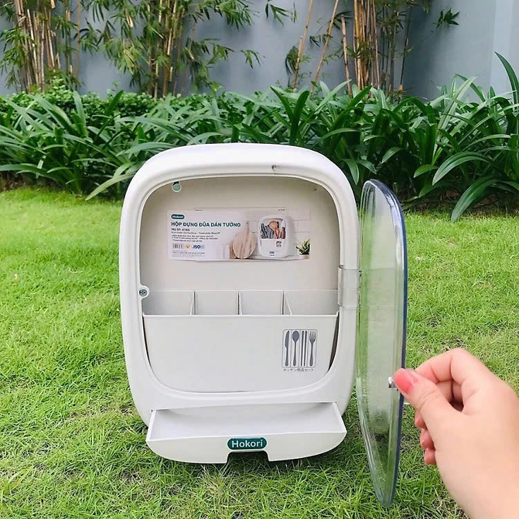 Hộp Đựng Đũa Thìa Dán Tường Bốn Ngăn Tiện Dụng Có Nắp Đậy, Dán Tường Siêu Chắc Chắn - Hàng Việt Nam - Giao Mầu Ngẫu Nhiên