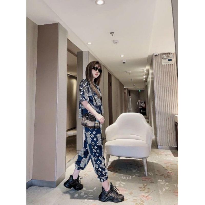 Mẫu đồ bộ nữ bigsize quần dài bo gấu áo form rộng thun lạnh in họa tiết 3D cao cấp, bộ đồ thể thao đi chơi mặc nhà xinh