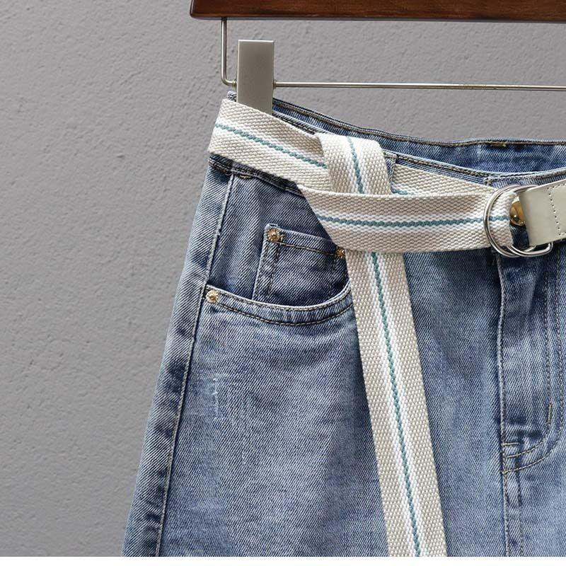 Chân Váy Denim Lưng Cao Thiết Kế Xếp Li Hợp Thời Trang - Bộ sưu tập màu xanh Hàng hóa m - Xl Trọng lượng 124-135 kg