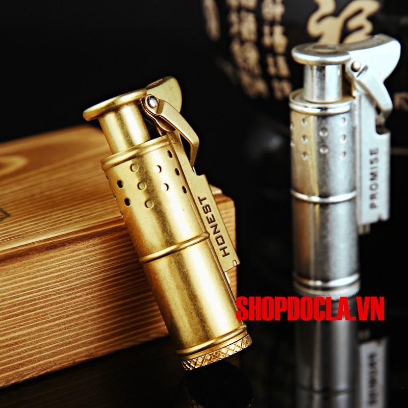 Bật lửa xăng đá Promise BNC005 bằng đồng nguyên chất ( Mầu Đồng )