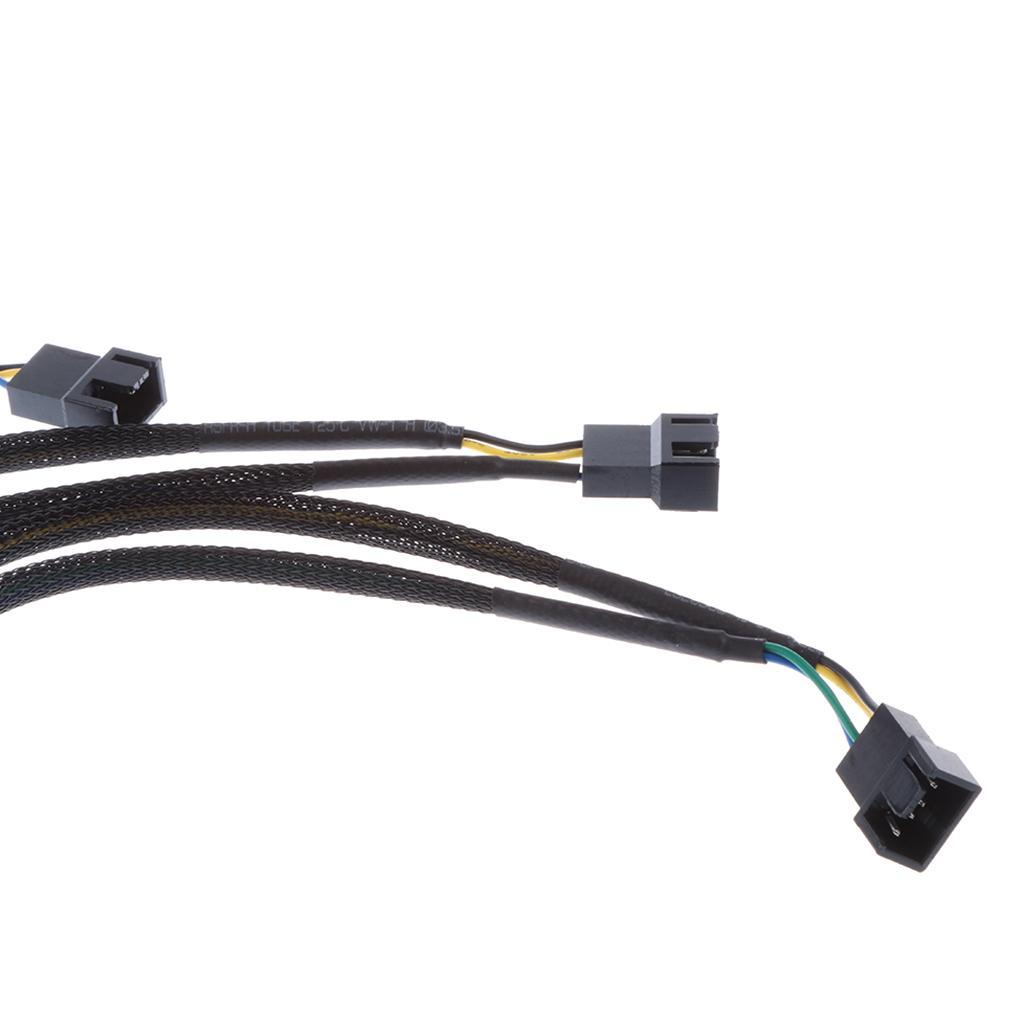 4 Pin Y Fan Power Cable PWM Fan Splitter Lead 1 to 4 Adapter Black Sleeved