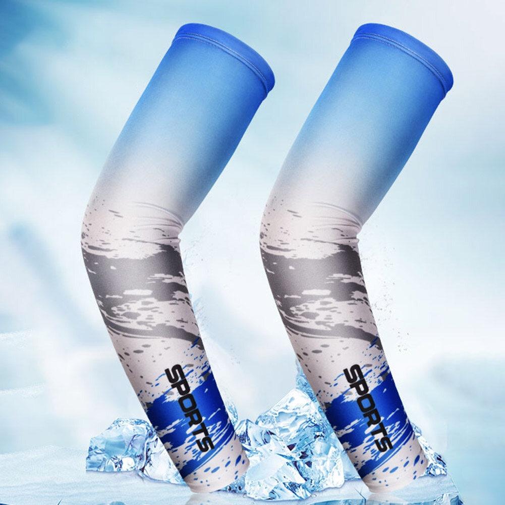 1 Cặp Găng Tay Chống Nắng Bằng Lụa Lạnh Màu Gradient Cho Nam Và Nữ Khi Đi Xe Đạp/Xe Máy