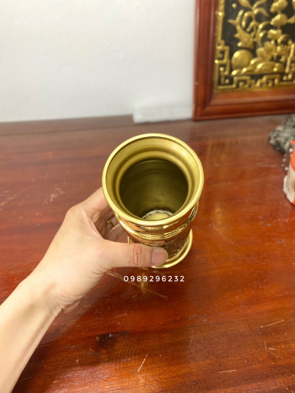 Ống đựng hương nhang bằng đồng vàng  cỡ nhỏ
