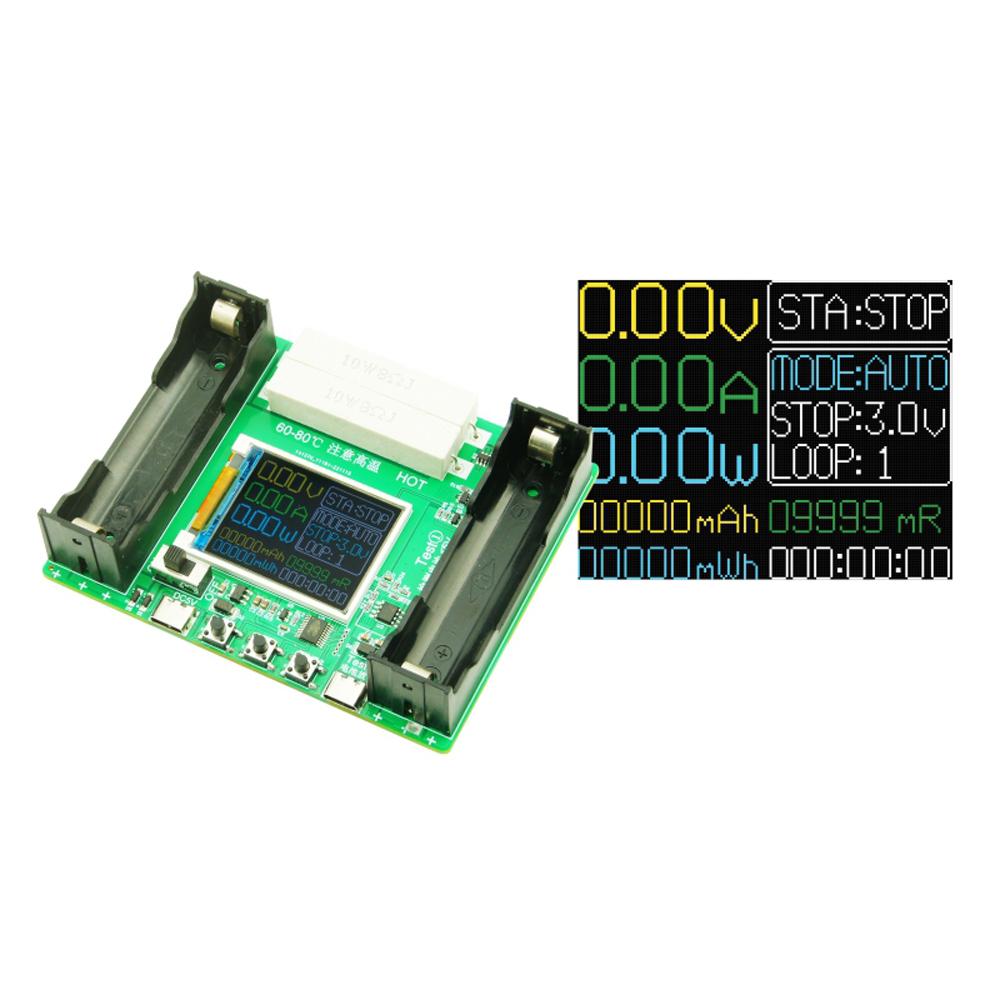 18650 Lithium Battery Capacity Tester 1.77inch Display Internal Resistance Measurement Module Type-C Interface with Battery Capacity Division and Running Cycle Function