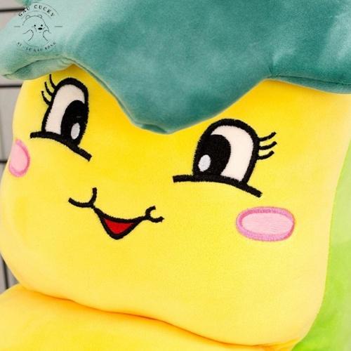 Gấu bông sâu khoai xanh, gối ôm hình chú sâu đậu dễ thương ️SALE SALE️ size 40cm, thú nhồi bông vải nhung mịn 4 chiều
