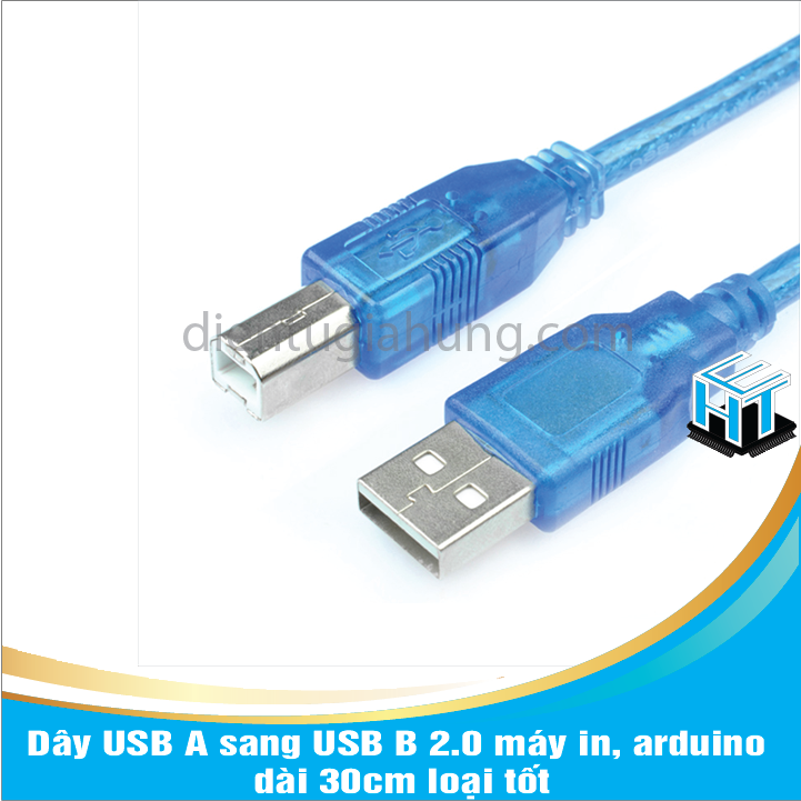 Dây USB A sang USB B 2.0 máy in, arduino dài 30cm loại tốt