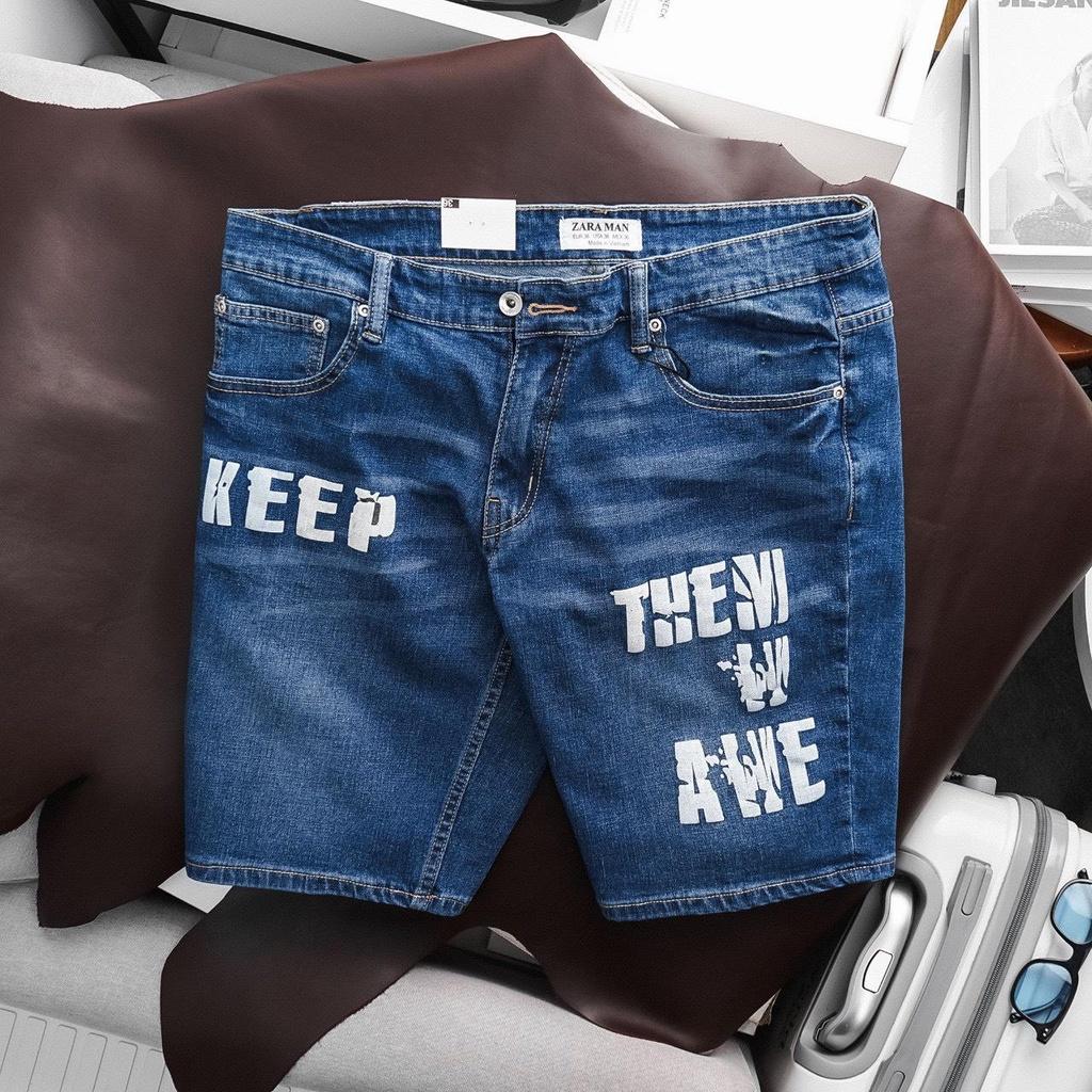 SHORT JEAN XANH IN CHỮ HIỆN ĐẠI BIG SIZE NAM 80 ĐẾN 130KG