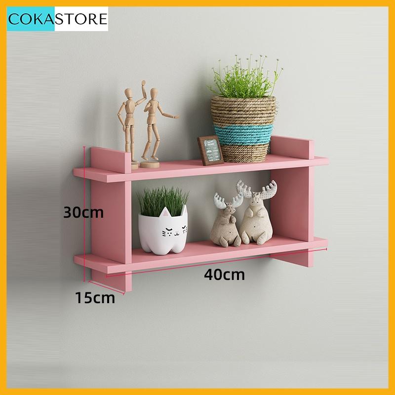 Kệ Gỗ Trang Trí Treo Tường Hình Chữ Nhật Nhỏ Gọn Không Cần Khoan Màu Sắc Đa Dạng - Kèm Phụ Kiện Đầy Đủ