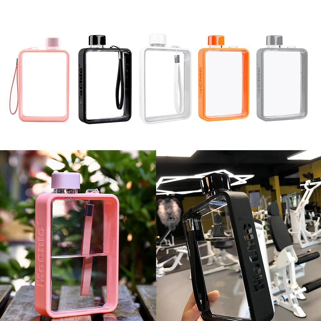 Clear Reusable Small Drinking Water Bottle Plastic - BPA Free, LeakProof, Refillable Clean Flat Memo Slim Thin Flask