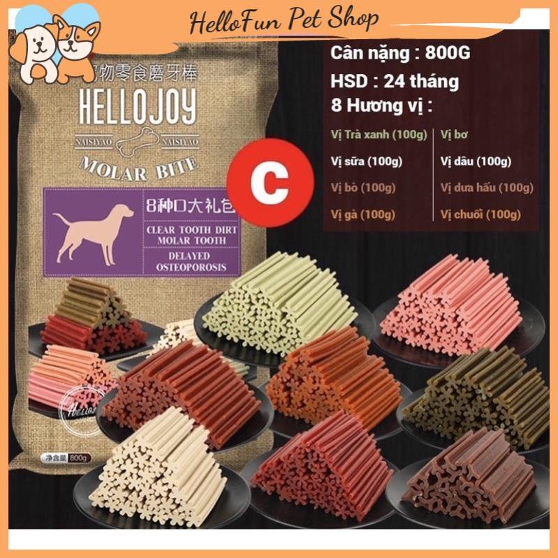 Xương gặm làm sạch răng cho chó Hello Joy gói 800gr
