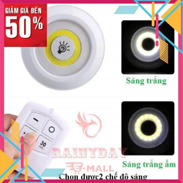 Đèn led dán tường thông minh treo cầu thang phòng ngủ gắn tủ trang trí - Bộ 3 bóng mini Điều khiển từ xa