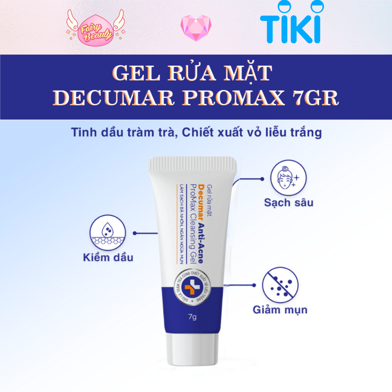 [DECUMAR] Bộ Sản Phẩm Ngăn Ngừa Mụn & Bảo Vệ Da Toàn Diện (Cleansing Gel 100g , Promax Cream 15g, Sunblock Cream 50g)