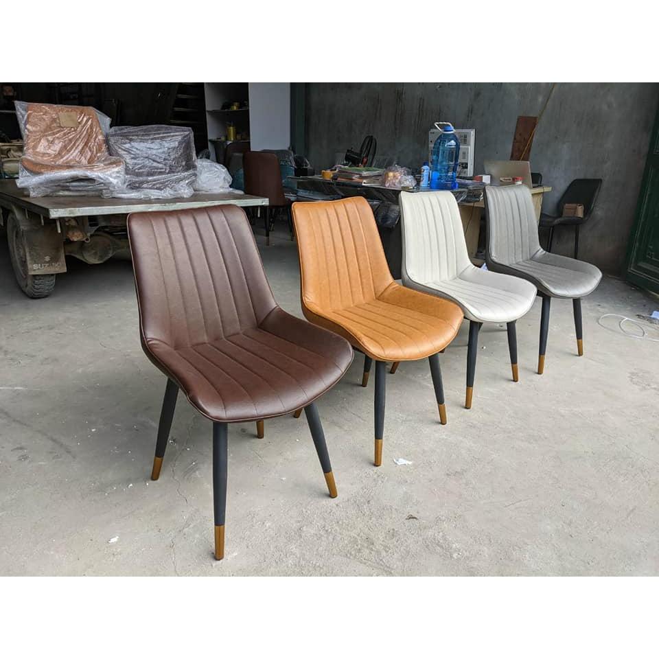 Bộ bàn ăn mặt đá ceramic chân sắt sơn tĩnh điện kết hợp cùng ghế Loft sọc