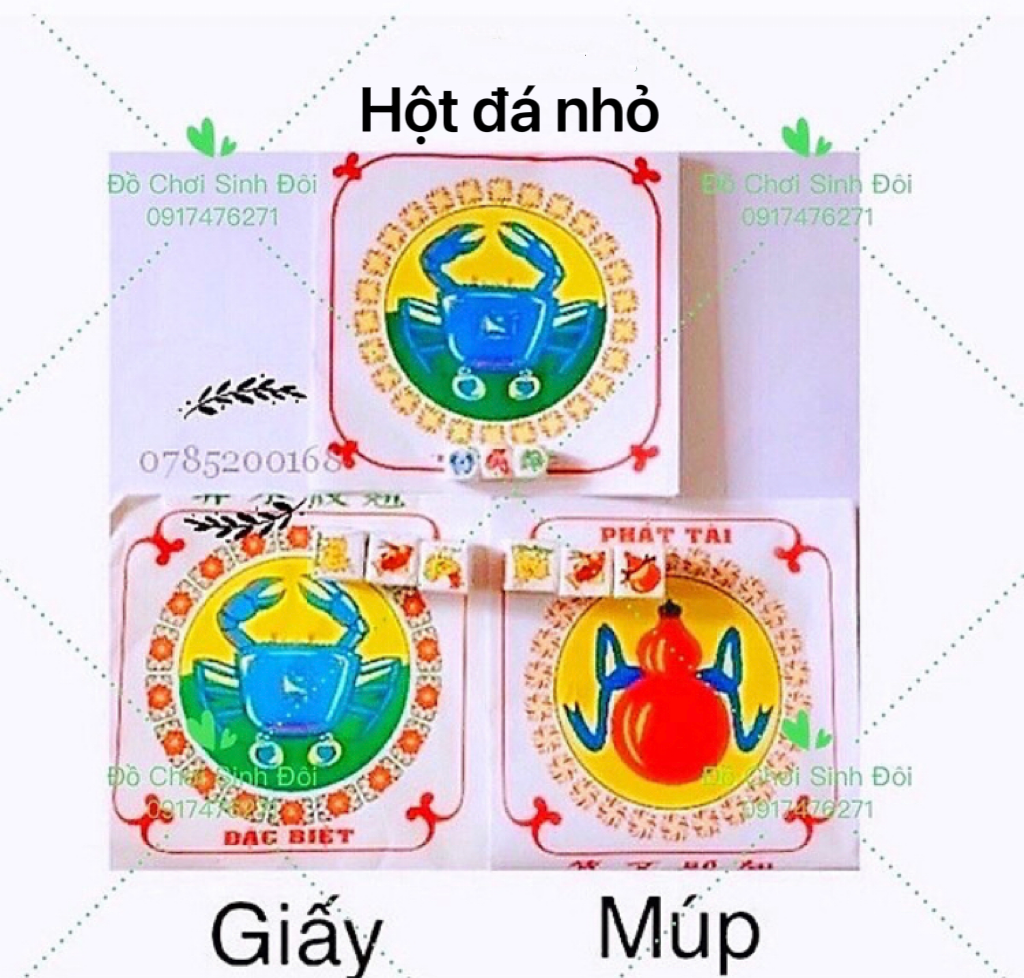 COMBO 3 BỘ BẦU CUA 3 LỌAI- bầu cua hột đá - múp và giấy