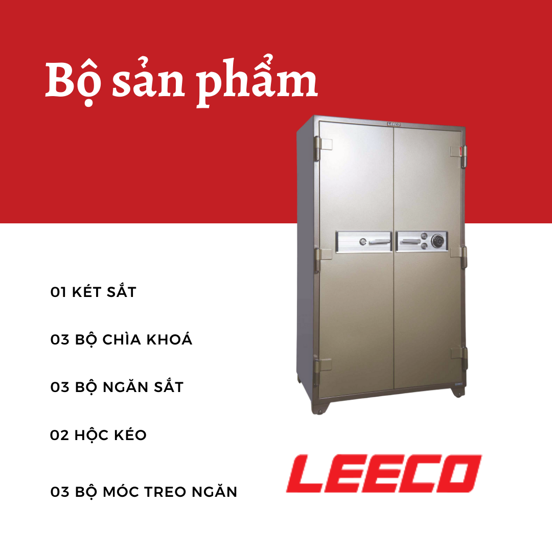 Két Sắt LEECO 2D-203 Nhập Khẩu Thái Lan Chống Cháy Chuẩn JIS 120 Phút Khoá Bảo Mật Cao Cấp Cho Gia Đình Và Văn Phòng - Hàng Chính Hãng