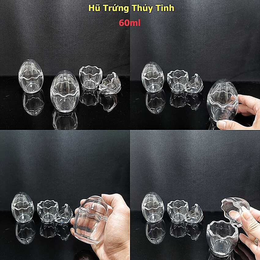 Hũ Làm Bánh Plan hình Quả Trứng 60ML (1 cái) – Hũ Thủy Tinh Nhỏ cực dày, cường lực, chịu nhiệt, siêu trong – Hủ Gia Vị đẹp