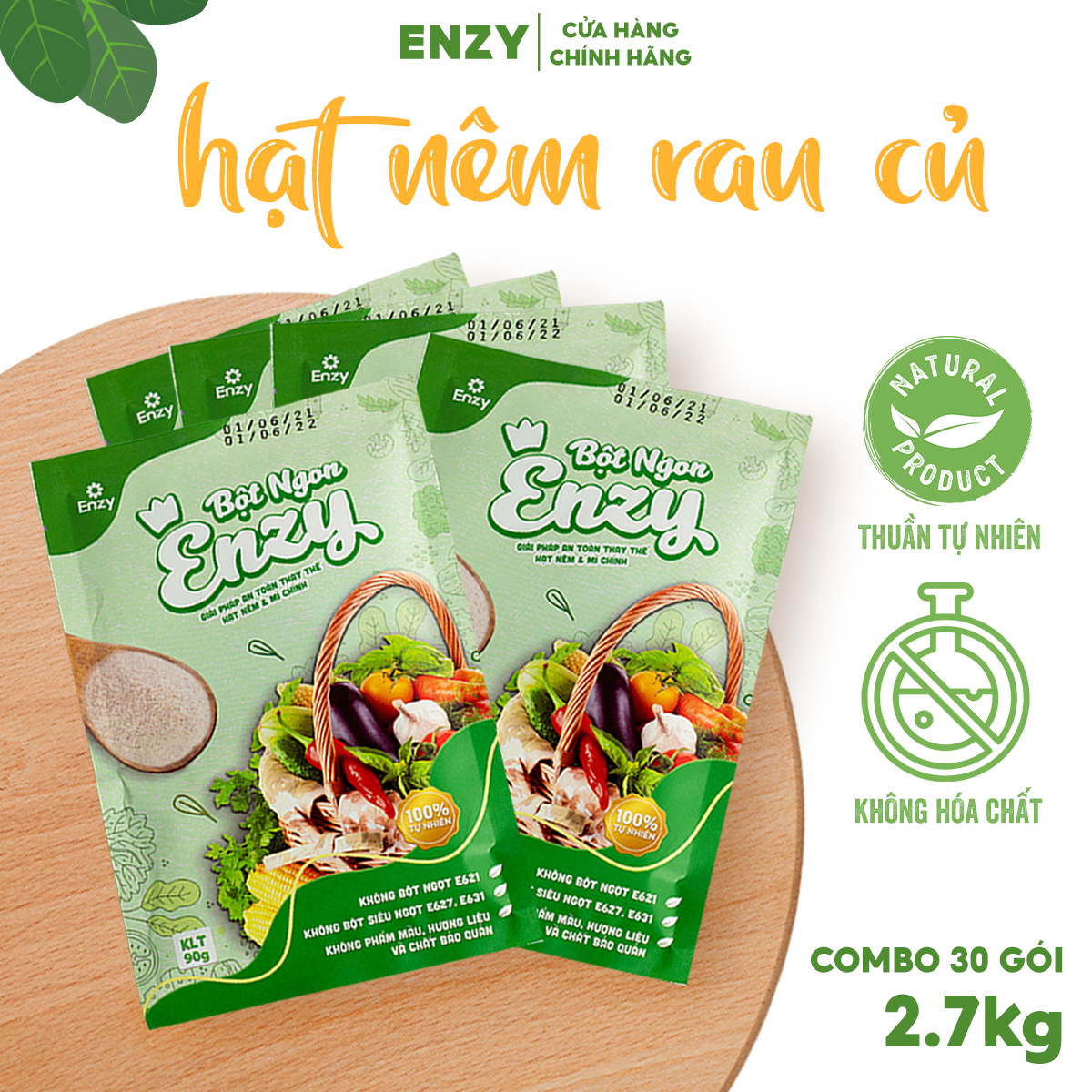 Combo “Nhà trường” 30 gói hạt nêm rau củ Enzy tốt cho sức khỏe dùng thay thế gia vị cả chay và mặn.