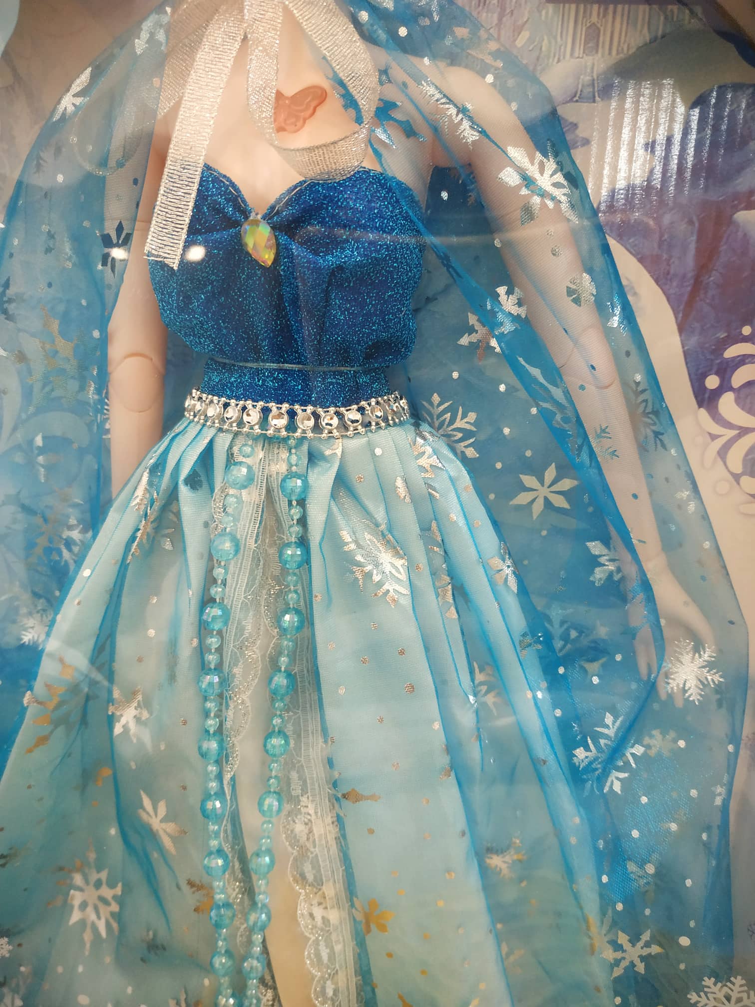 (Tặng bộ trang sức vương miện, vồng cổ, bông tai, quyền trượng) Búp bê nữ hoàng băng giá Frozen Elsa mắt ngọc nhắm - mở khớp tay chân size cực đại 60 cm cao cấp