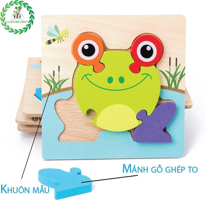 Tranh ghép hình cho bé , Đồ chơi ghép hình in gỗ nổi 3D cho bé Gintaro Shop