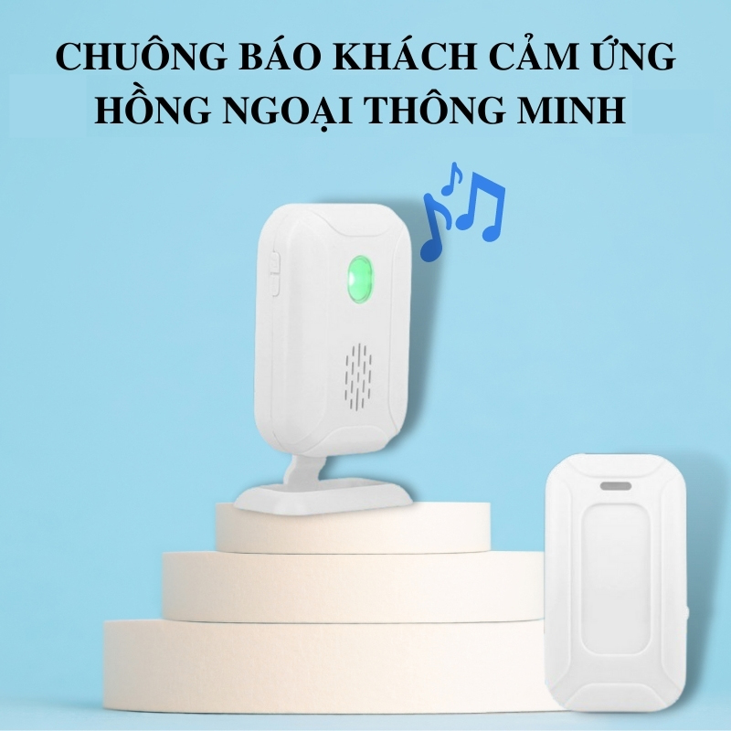 Chuông báo khách thông minh chống trộm không dây đa năng màu trắng