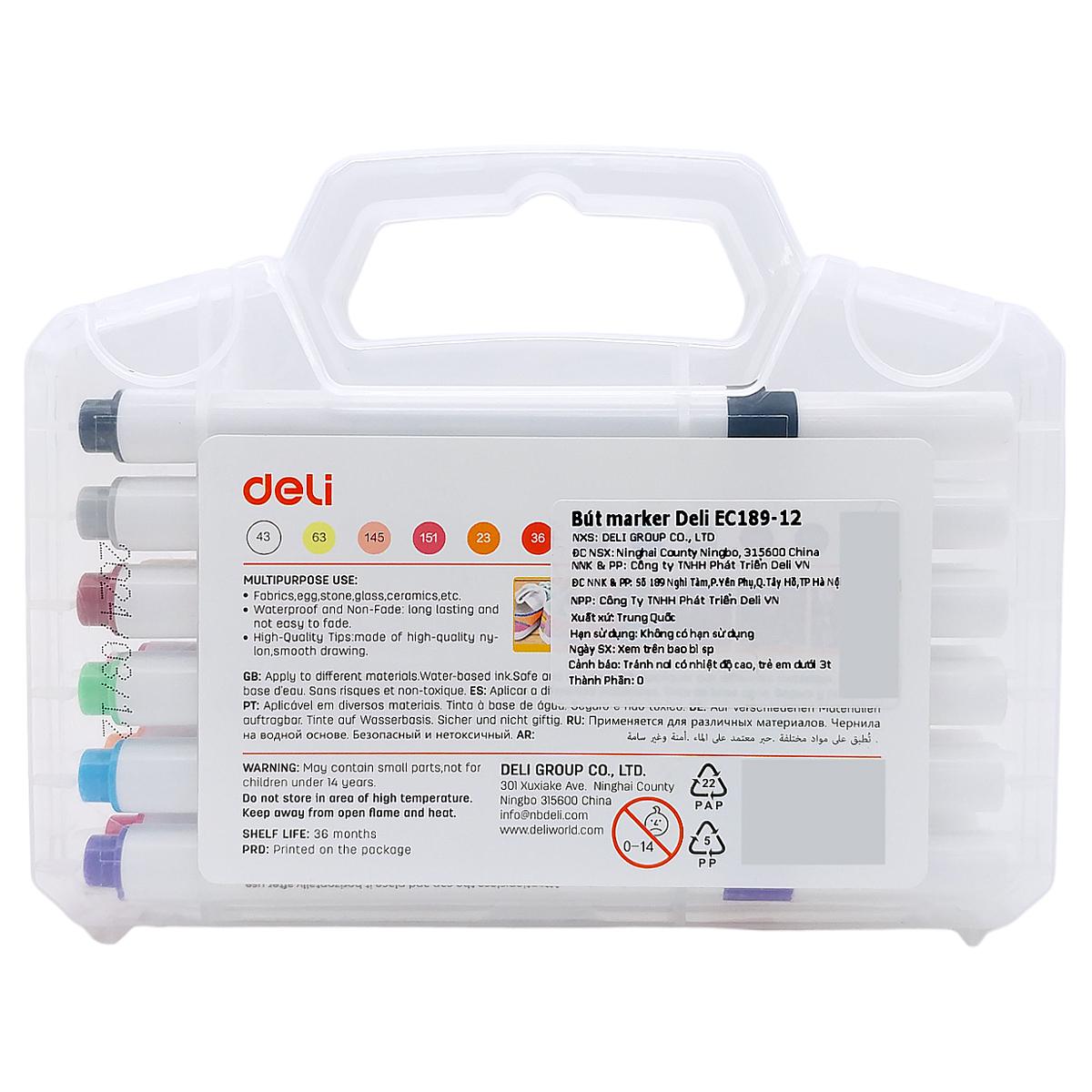 Hộp 12 Bút Marker Acrylic - Deli EC189-12