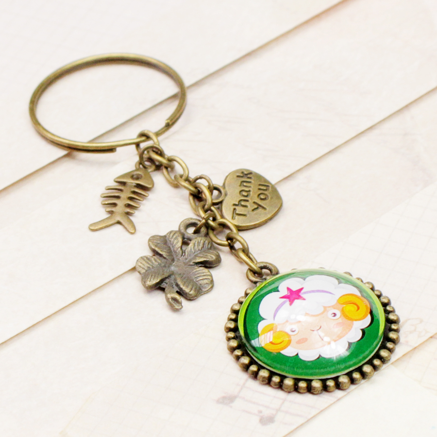 Móc khóa 12 cung hoàng đạo Zodiac màu sắc tươi sáng siêu đẹp 06646-MK0029