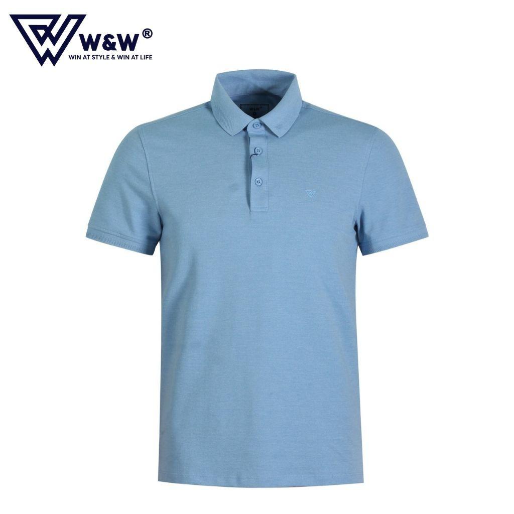 Áo Thun Polo Nam W&amp;W Dáng Regular Fit- Cổ Đức Bẻ Phối Viền Thêu Độc Đáo, Chất Liệu Cotton Thoáng Mát, Bền Màu WPO61R