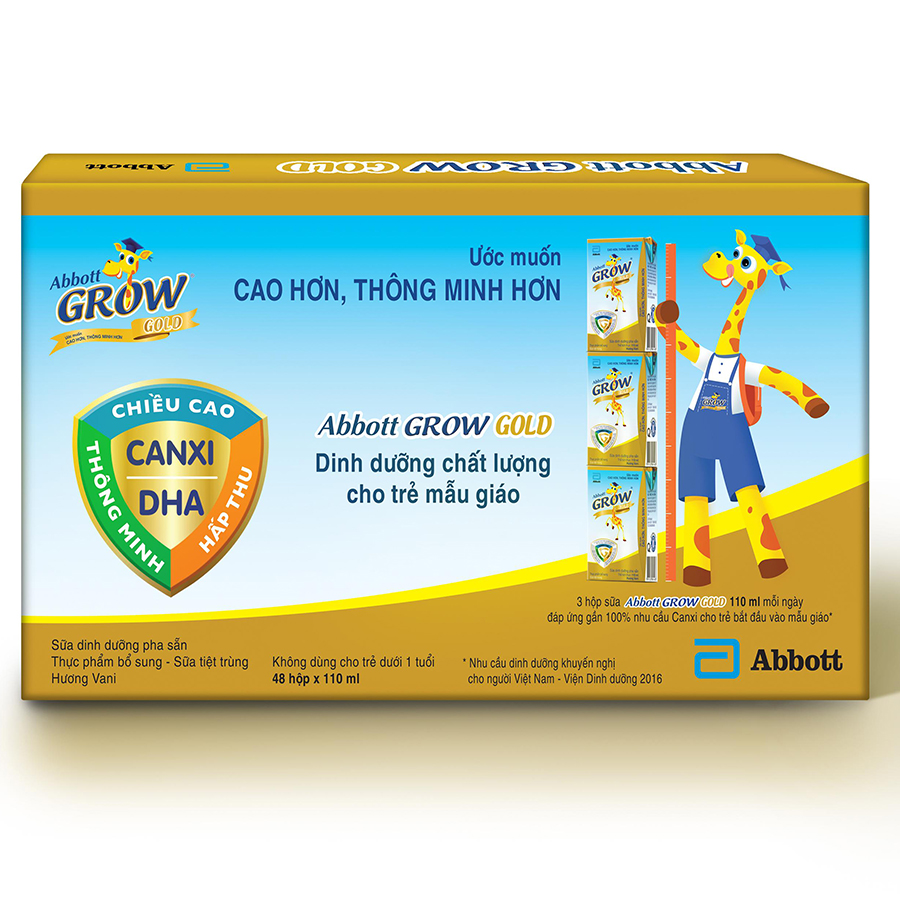 Thùng 36 Hộp Sữa Nước Abbott Grow Gold 110ml