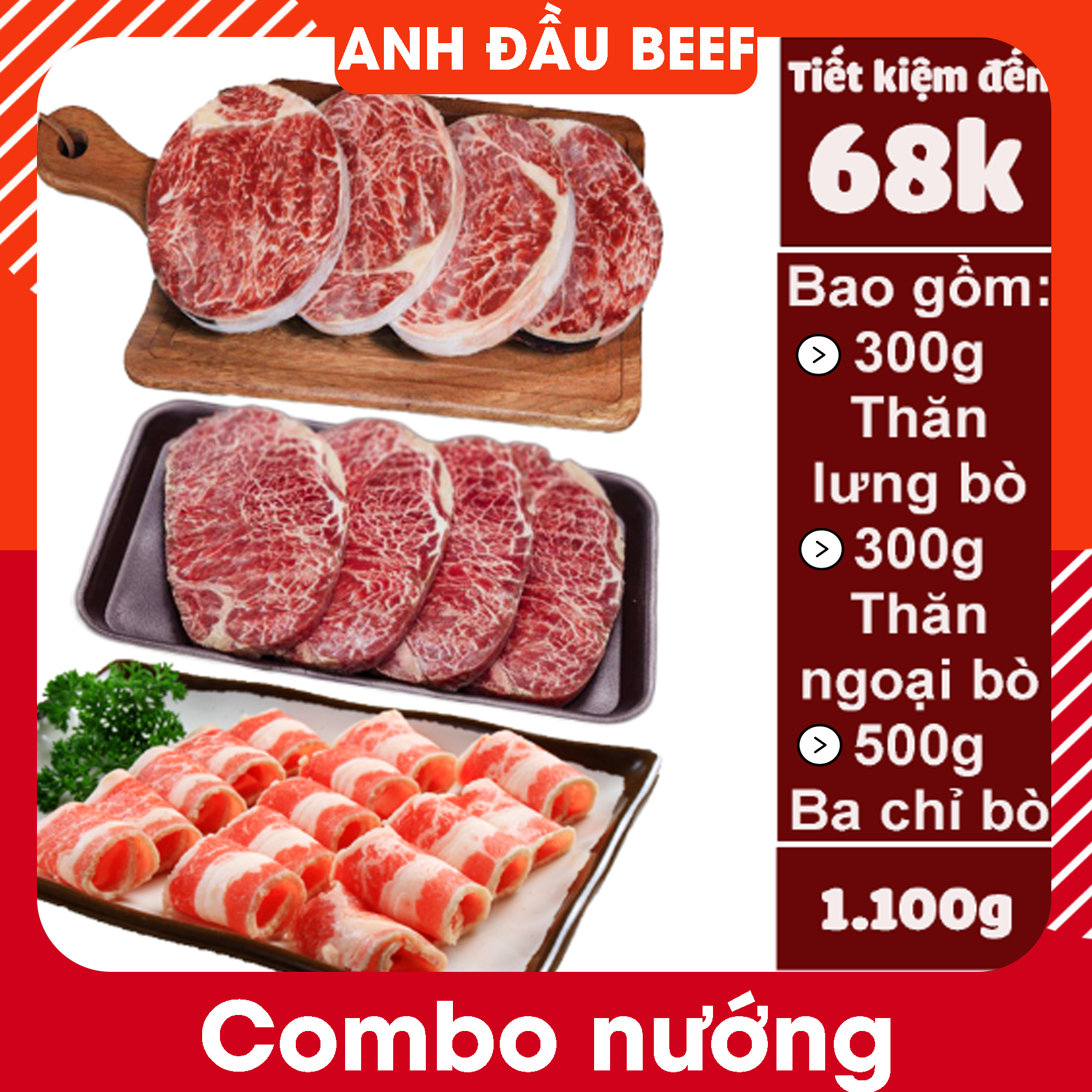 Combo nướng gia đình 1 - 1100g - Giao nhanh trong 2h