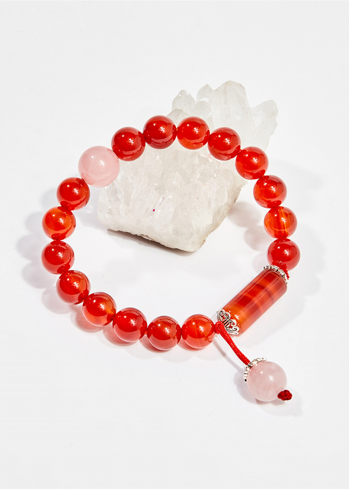 Vòng tay phong thủy nữ đá mã não đỏ mix thạch anh hồng 8mm mệnh hỏa , thổ - Ngọc Quý Gemstones
