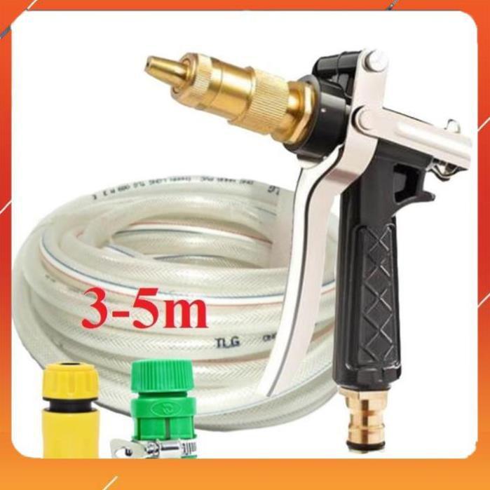 ️Evoucher Bộ dây vòi xịt nước rửa xe, tưới cây , tăng áp 3 lần, loại 3m, 5m 206236Cđầu đồng, cút+ túi đựng bút