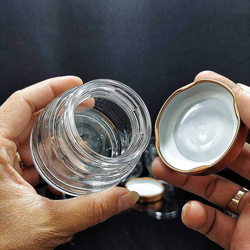 Lọ Thủy Tinh 150ML nắp thiếc màu đồng – vai thon, cực dày, siêu trong - Hủ Chưng Yến , Hũ Làm Sữa Chua , Lọ Đựng Sữa Chua , dầu dừa, thực phẩm, mỹ phẩm, gia vị