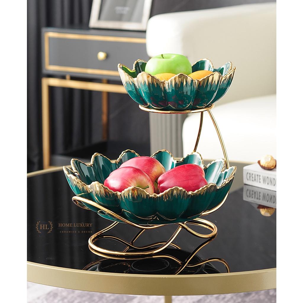 Kệ Sứ 2 Tầng Bắc Âu - Home Decor | Bát Tô sứ kèm kệ inox 2 tầng phong cách VINTAGE 2023