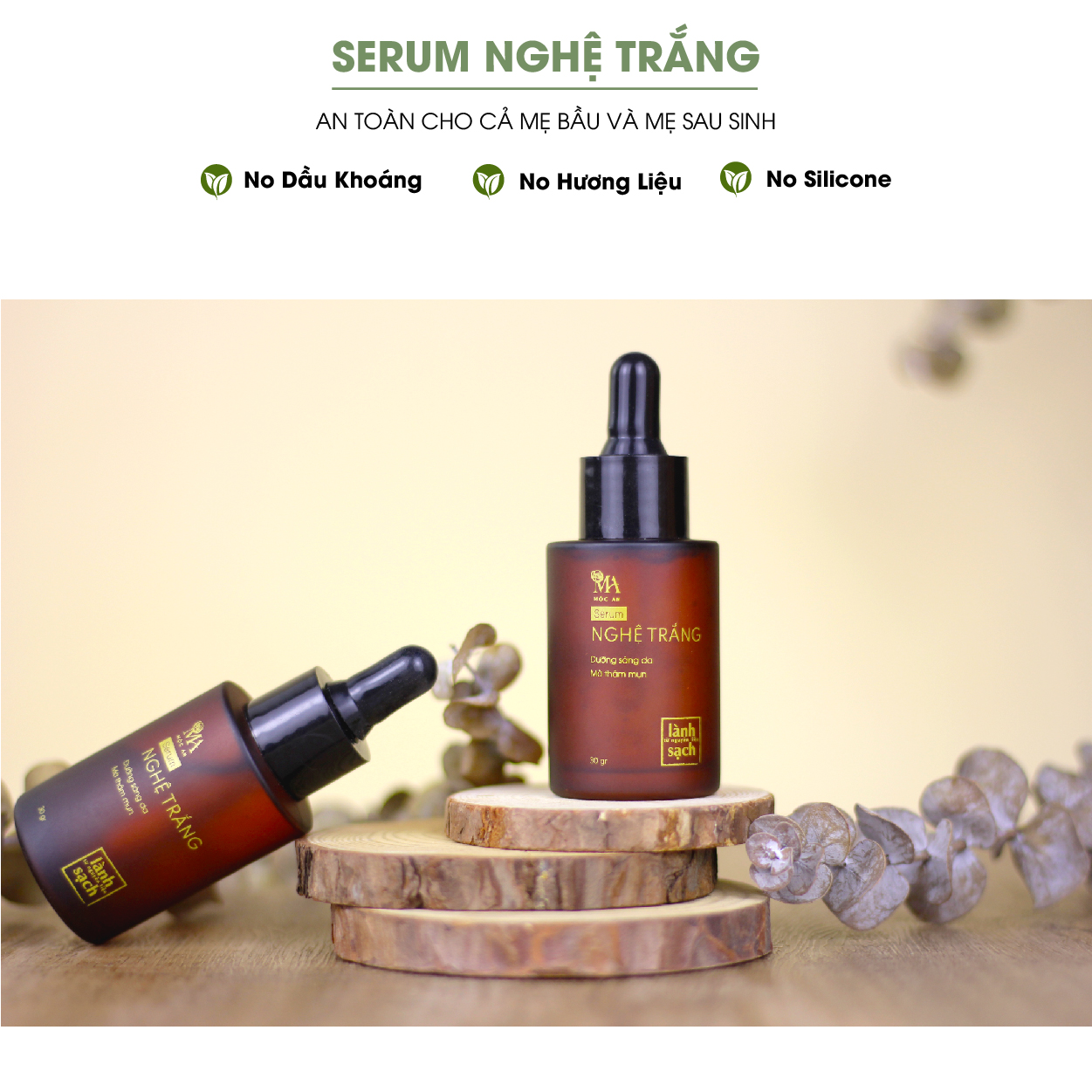 Serum Nghệ Trắng Dưỡng Sáng Da Ngừa Mụn Giảm Thâm Nám Mộc An