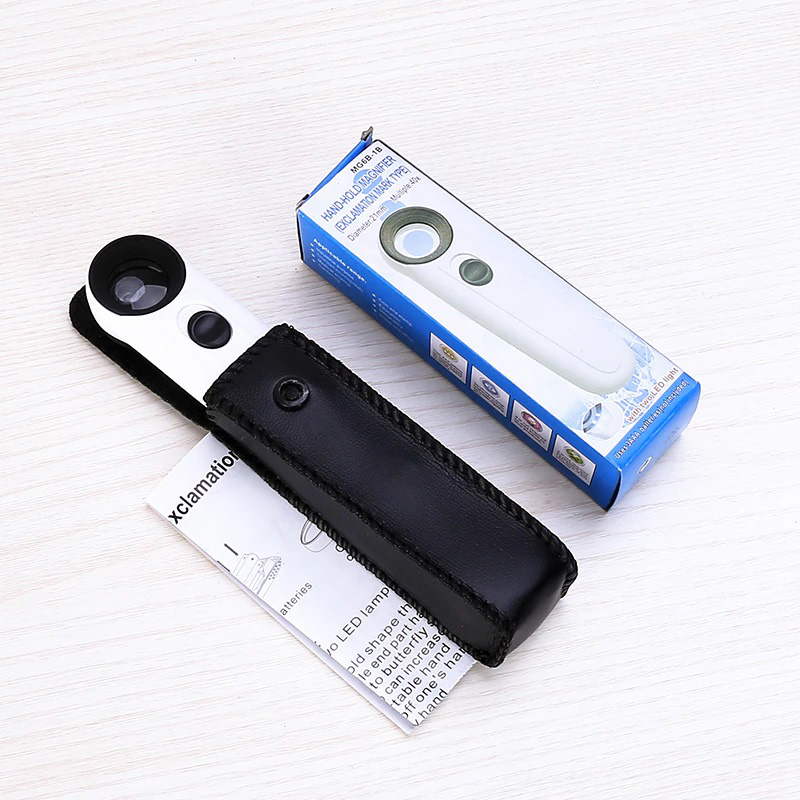 Kính lúp cầm tay 40x có đèn led chiếu sáng MG6B-1B