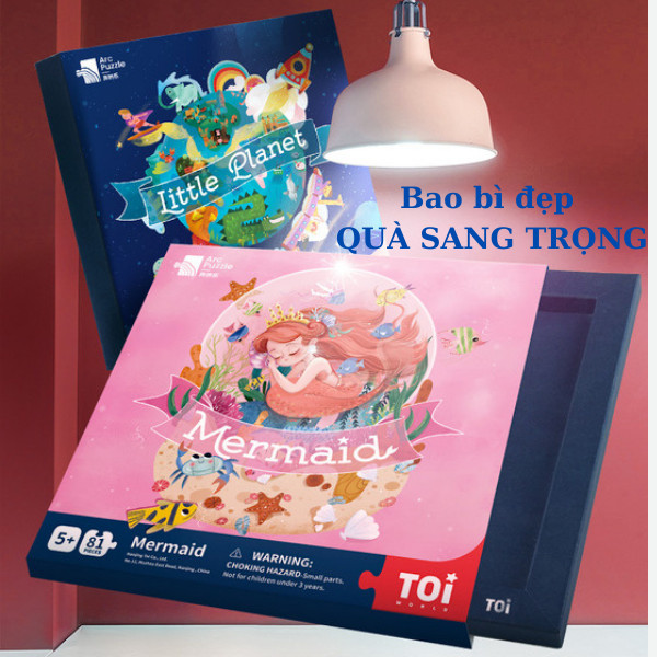 Đồ chơi xếp hình gỗ 81 mảnh - Nàng Tiên Cá - chính hãng TOI Mermaid cho bé từ 5 tuổi