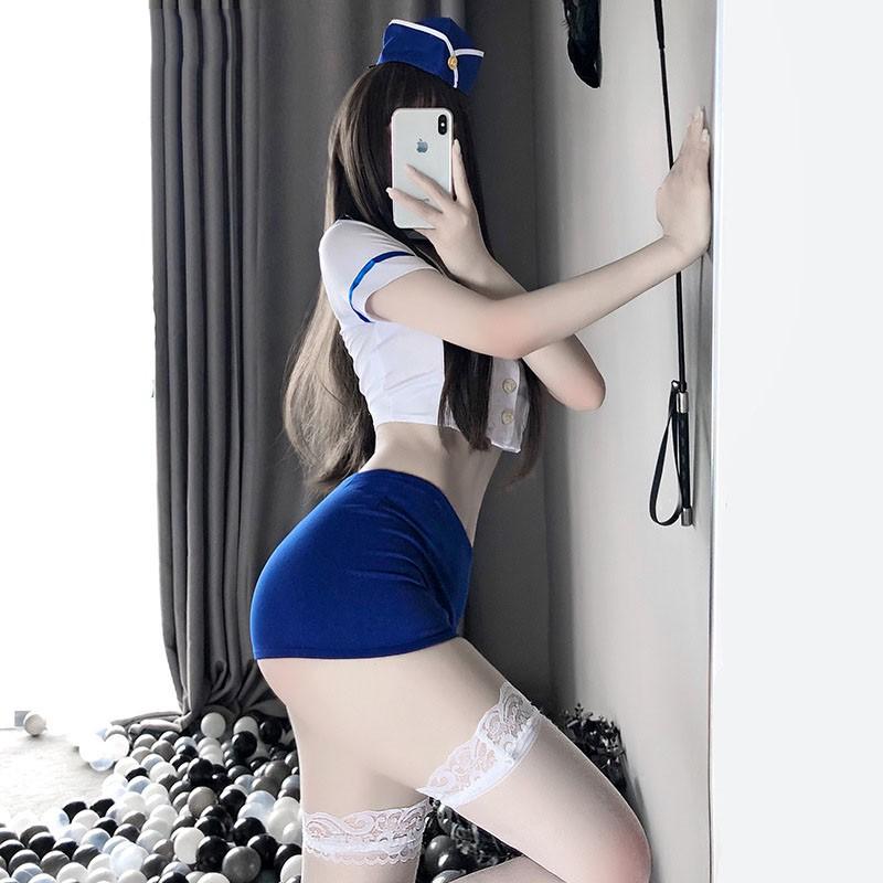 Cosplay thủy thủ ôm body sexy gợi cảm áo croptop váy ngủ ôm cosplay tiếp viên hàng không quyến rũ BIKI HOUSE N721 - HCM