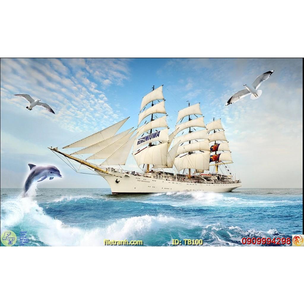 TRANH DÁN TƯỜNG 3D THUYỀN BUỒM