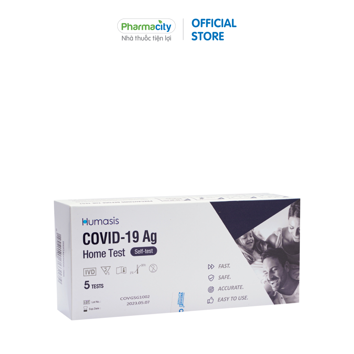 Bộ xét nghiệm nhanh COVID-19 tại nhà Humasis COVID-19 Ag Home Test (Hộp 25 KIT/5 KIT)