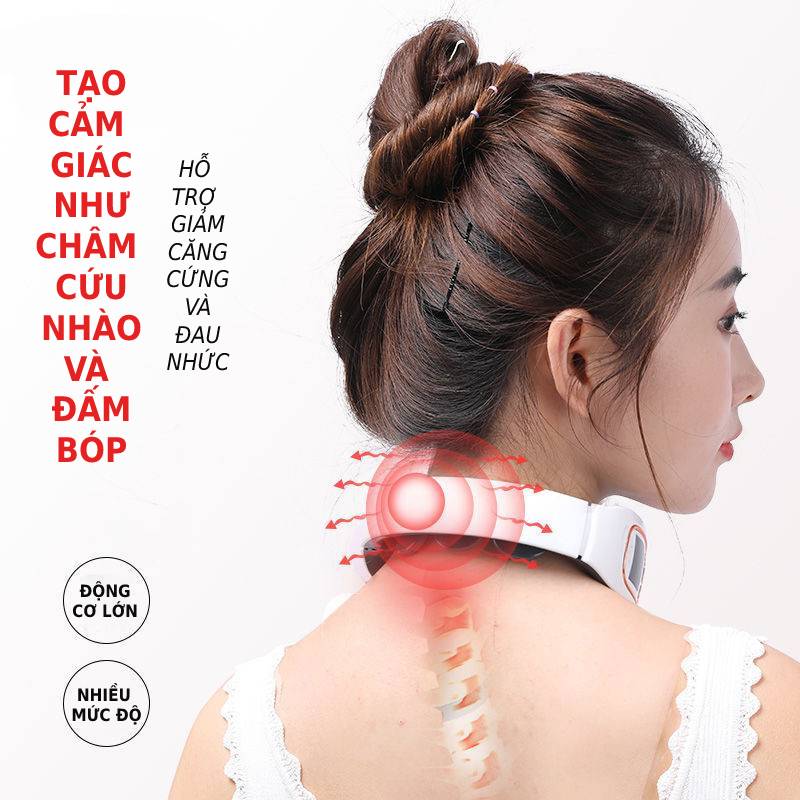 Máy Massage Đốt Sống Cổ Với 3 Đầu Massage Chuyên Nghiệp,4 Chế Độ Maasage, Tác Động Xung Điện Đa Chức Năng-Tặng Kèm Gel Massage