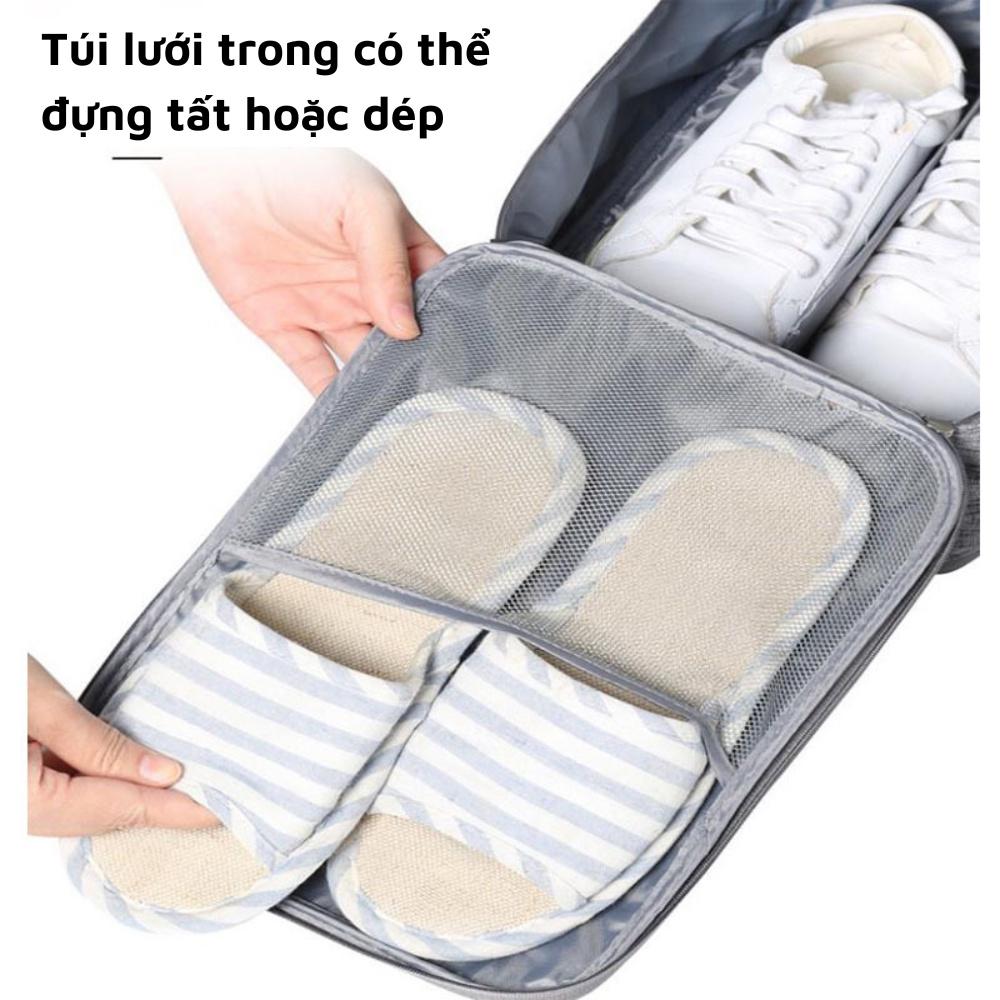 Túi đựng đồ du lịch có khe gài tay kéo vali túi đựng giày dép 3 ngăn chống thấm nước tiện lợi